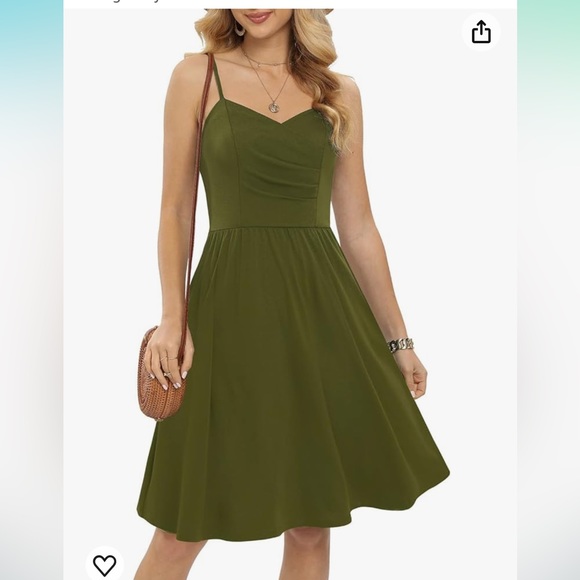 CHARMYI Spaghetti Strap Women Summer Ruched Flowy Casual Sundress with Pockets - Picture 1 of 2